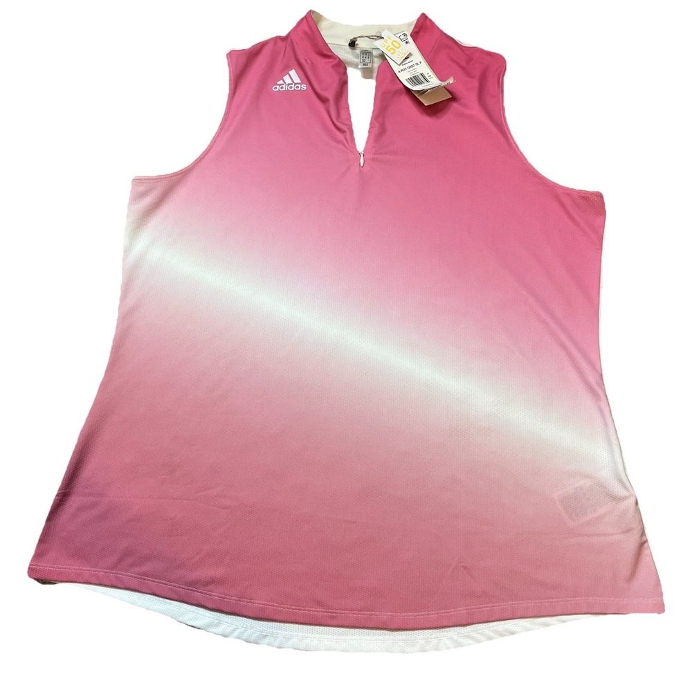 NWT Adidas UPF 50 Primegreen Gradient Golf Polo Tank Top Ombré Pink XL